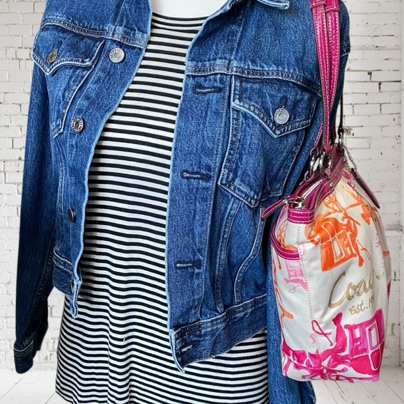 Coach Horse and Carriage Scarf Print Tote Shoulder Bag - Picture 5 of 15